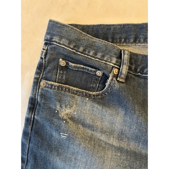 Uniqlo Jeans Mens 33x30 Kaihara Slim Straight Blue Denim Pants Medium Wash - Picture 4 of 13